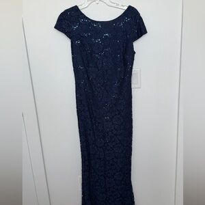 Chic Navy Lace Maxi Dress